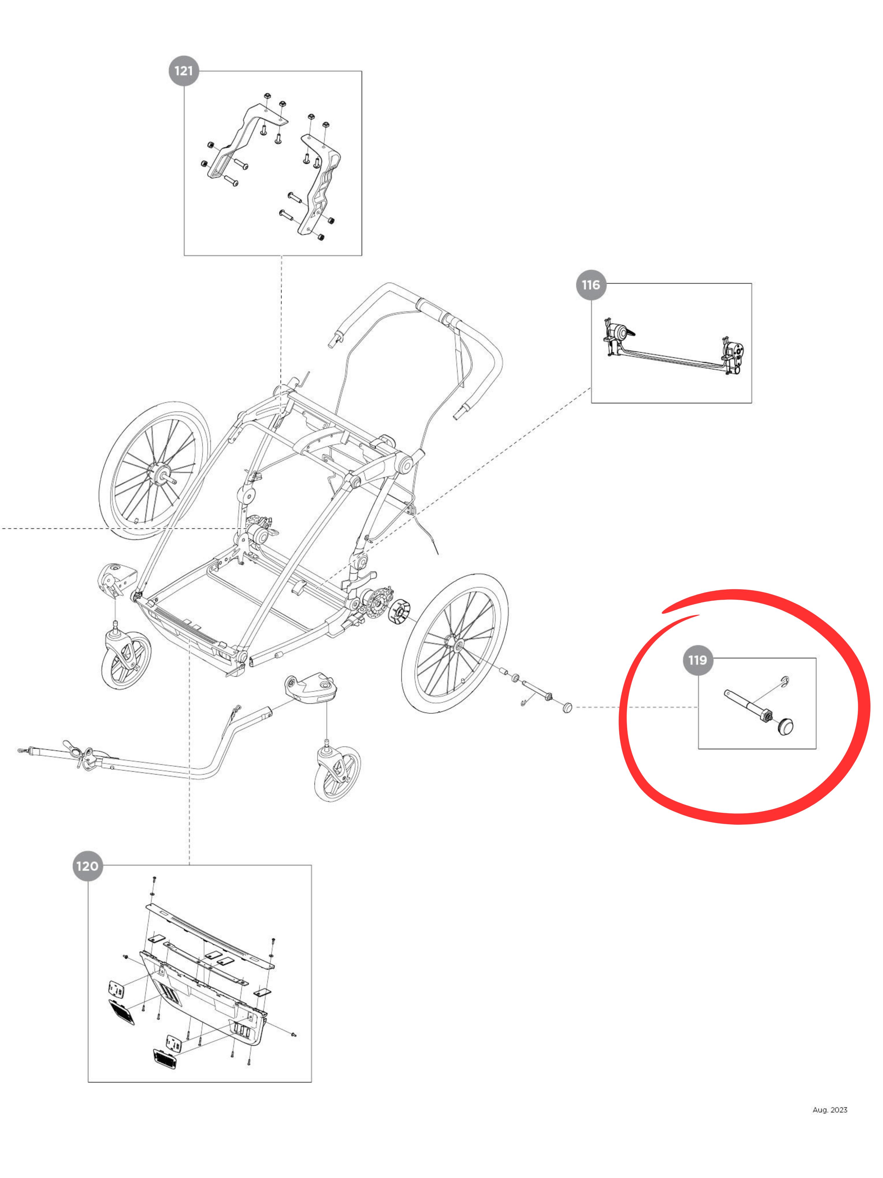 Thule Achskopfbaugruppe / Clevis Axle Assembly 1540105292